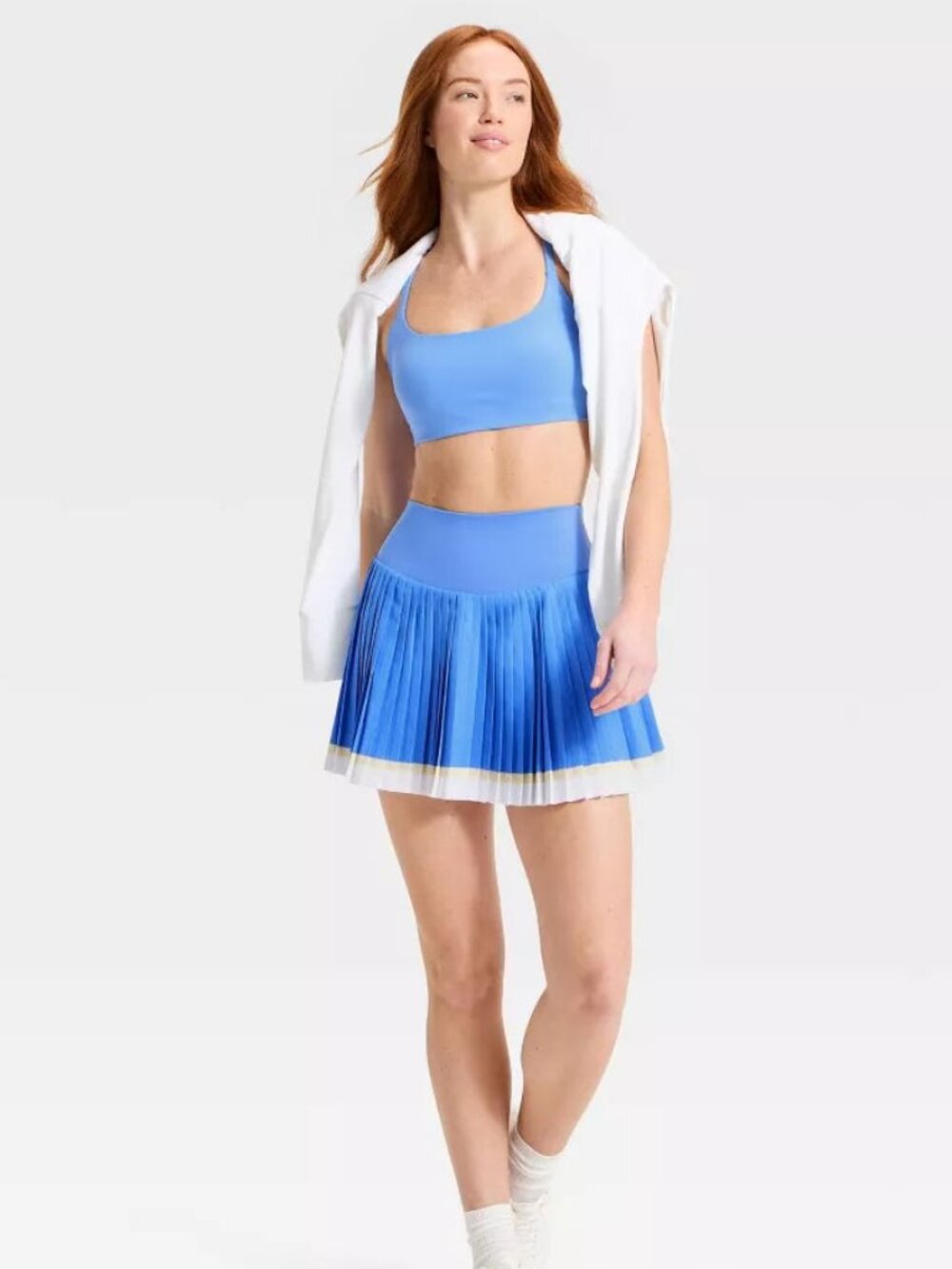 All in Motion High Rise Woven Pleated Skirt Blue Yellow - M NWT
